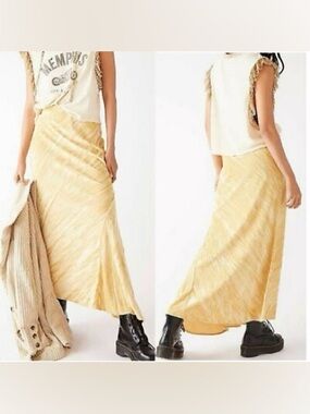 Free People Noa Velvet Slip Skirt Hay There Gold Maxi Mermaid XS